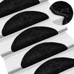 Tapis d'escalier 20 pièces 56 x 17 x 3 cm Noir Demi-rond 526780526780