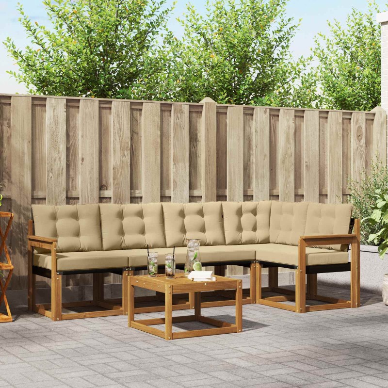 Ensemble de canapés d'extérieur 6 pcs Naturel et Beige 526801526801