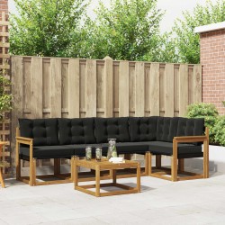 Ensemble de canapés d'extérieur 6 pcs Naturel et Noir 526802526802