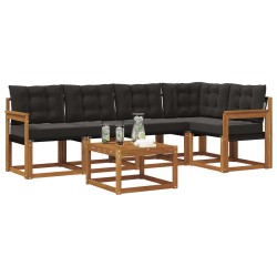 Ensemble de canapés d'extérieur 6 pcs Naturel et Noir 526802526802