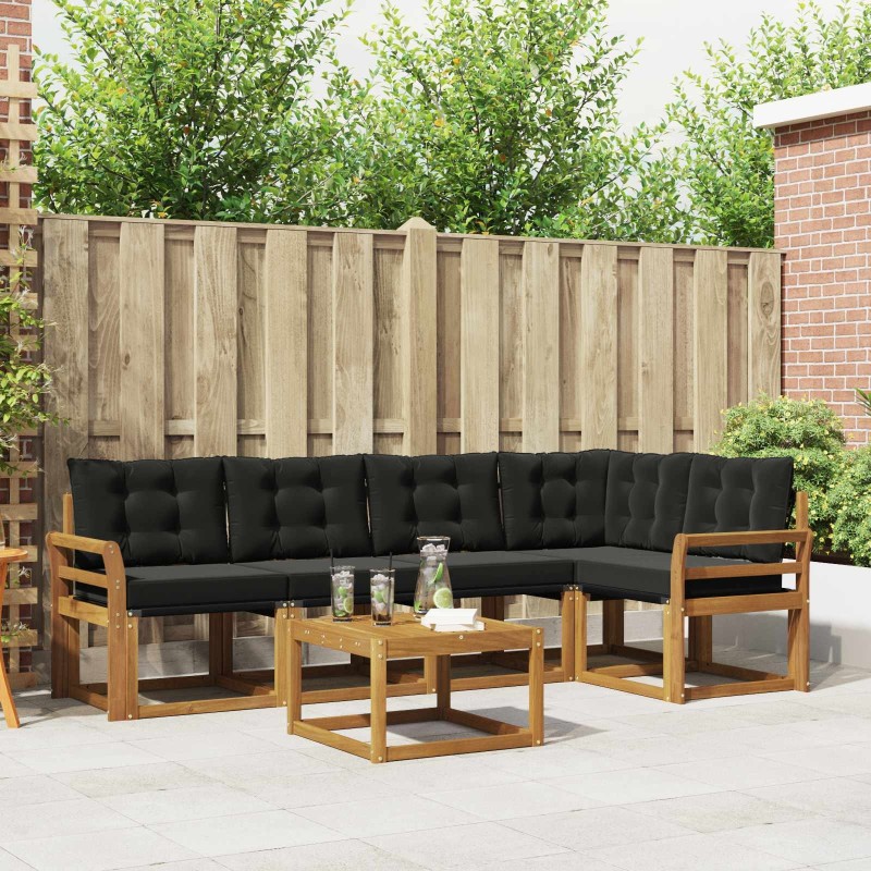 Ensemble de canapés d'extérieur 6 pcs Naturel et Noir 526803526803