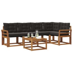 Ensemble de canapés d'extérieur 6 pcs Naturel et Noir 526803526803