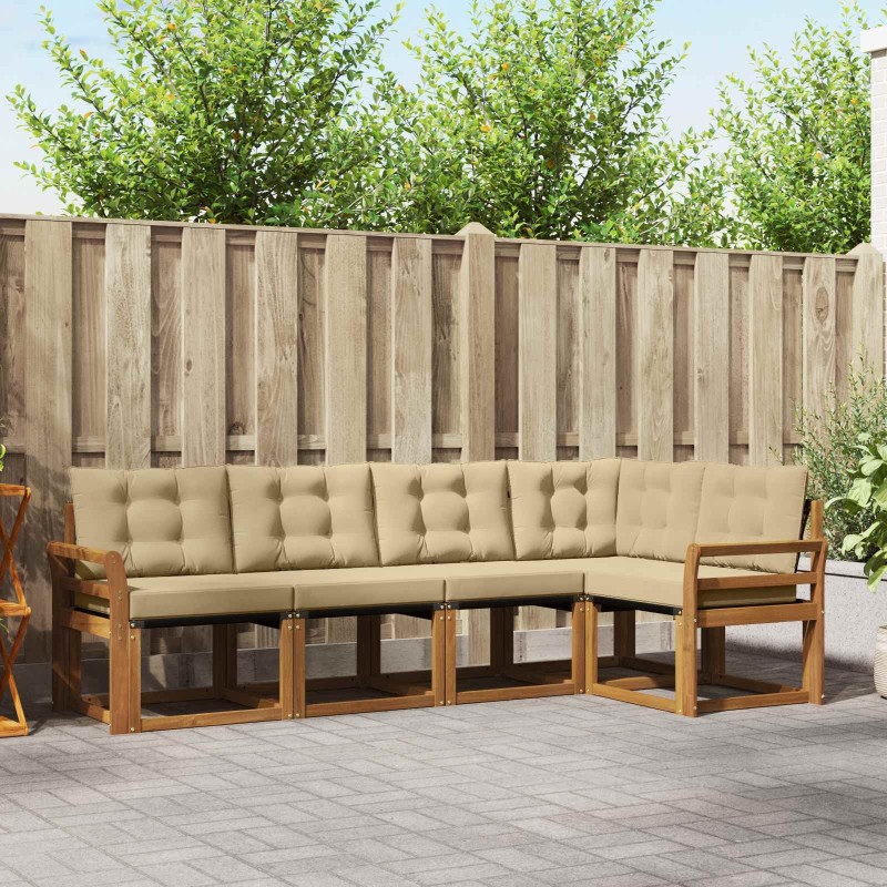 Ensemble de canapés d'extérieur 5 pcs Naturel et Beige 526811526811