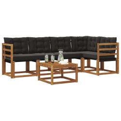 Ensemble de canapés d'extérieur 6 pcs Naturel et Noir 526814526814