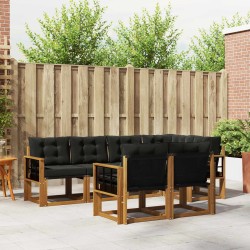 Ensemble de canapés d'extérieur 7 pcs Naturel et Noir 526818526818