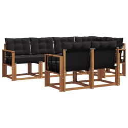 Ensemble de canapés d'extérieur 7 pcs Naturel et Noir 526818526818