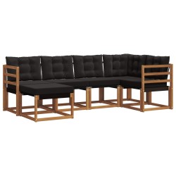 Ensemble de canapés d'extérieur 6 pcs Naturel et Noir 526821526821