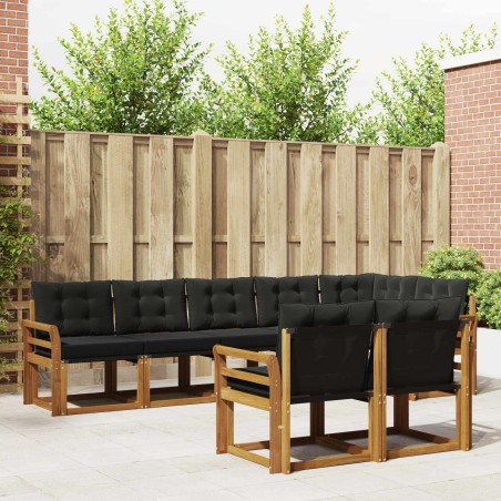 Ensemble de canapés d'extérieur 8 pcs Naturel et Noir 526824526824