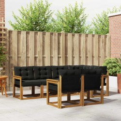 Ensemble de canapés d'extérieur 7 pcs Naturel et Noir 526826526826