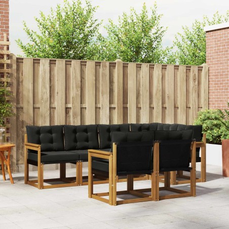 Ensemble de canapés d'extérieur 7 pcs Naturel et Noir 526826526826