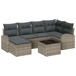 Ensemble de Canapés avec coussin 7 pcs Gris polyrotin 526839526839