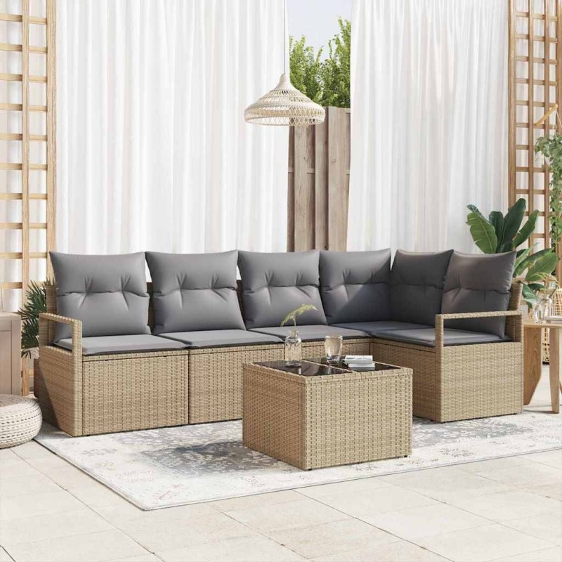 Ensemble de canapé de jardin 6 pcs Beige et Gris clair 526842526842