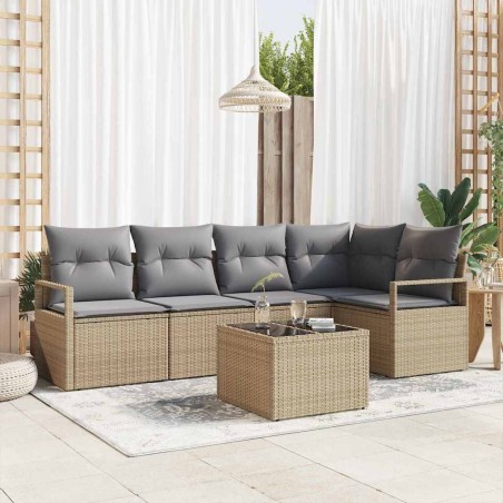 Ensemble de canapé de jardin 6 pcs Beige et Gris clair 526842526842