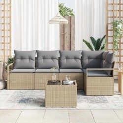 Ensemble de canapé de jardin 6 pcs Beige et Gris clair 526842526842