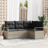 Ensemble de Canapés avec coussin 4 pcs Gris clair polyrotin 526858526858