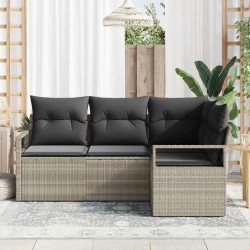 Ensemble de Canapés avec coussin 4 pcs Gris clair polyrotin 526858526858