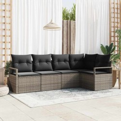 Ensemble de canapé de jardin avec coussin 5 pcs Gris polyrotin 526865526865