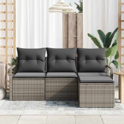 Ensemble de Canapés avec coussin 4 pcs Gris polyrotin 526873526873