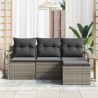 Ensemble de Canapés avec coussin 4 pcs Gris polyrotin 526873526873