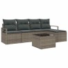 Ensemble de Canapés avec coussin 6 pcs Gris clair polyrotin 526876526876