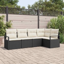 Ensemble de canapé de jardin 5 pcs Noir et Blanc polyrotin 526878526878
