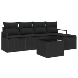 Ensemble de Canapés avec coussin 6 pcs Noir polyrotin 526879526879
