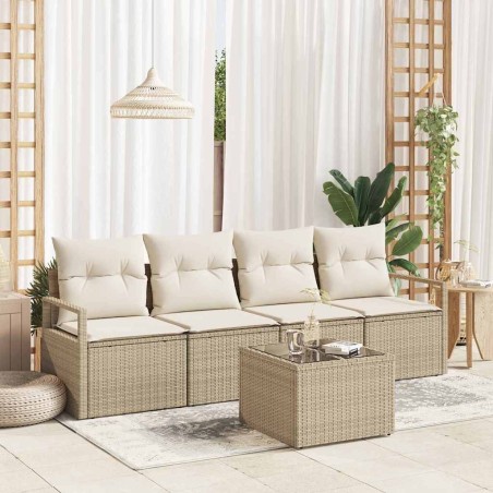 Ensemble de Canapés avec coussin 5 pcs Beige et crème polyrotin 526881526881
