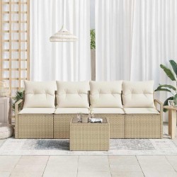 Ensemble de Canapés avec coussin 5 pcs Beige et crème polyrotin 526881526881