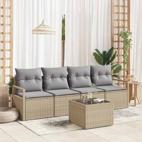 Ensemble de Canapés avec coussin 5 pcs Beige et gris polyrotin 526882526882