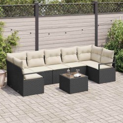 Ensemble de canapé de jardin avec coussin 8 pcs Noir et Crème 526883526883