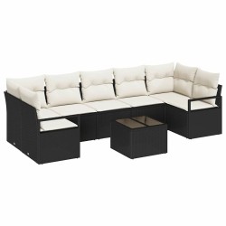 Ensemble de canapé de jardin avec coussin 8 pcs Noir et Crème 526883526883