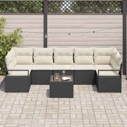 Ensemble de canapé de jardin avec coussin 8 pcs Noir et Crème 526883526883
