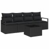 Ensemble de Canapés avec coussin 5 pcs Noir polyrotin 526884526884