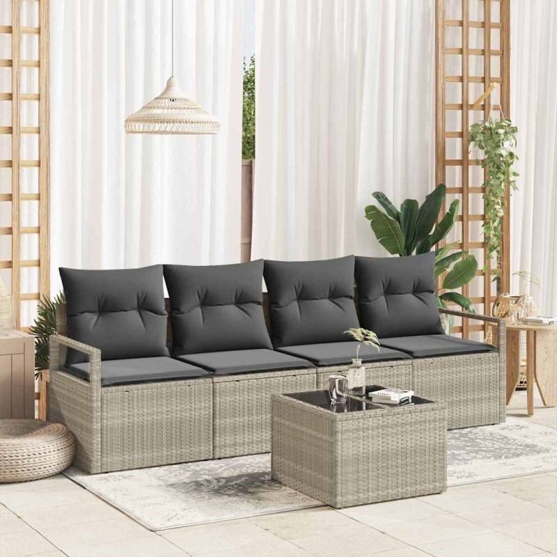 Ensemble de Canapés 5 pcs Gris clair et gris foncé polyrotin 526885526885