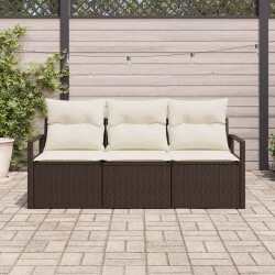 Ensemble de canapé de jardin 3 pcs Marron et blanc polyrotin 526887526887