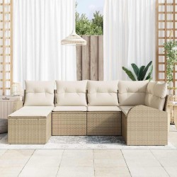 Ensemble de Canapés avec coussin 6 pcs Beige et blanc polyrotin 526888526888