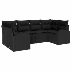 Ensemble de canapé de jardin avec coussin 6 pcs Noir polyrotin 526890526890