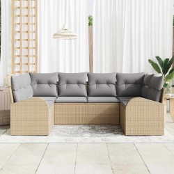 Ensemble de canapé de jardin 6 pcs Beige et Gris clair 526892526892