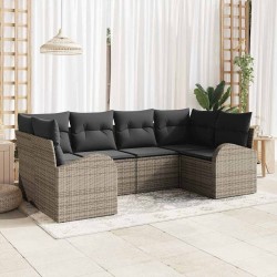 Ensemble de canapé de jardin avec coussin 6 pcs Gris polyrotin 526893526893