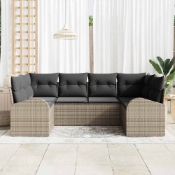 Ensemble de canapé de jardin avec coussin 6 pcs Gris polyrotin 526893526893
