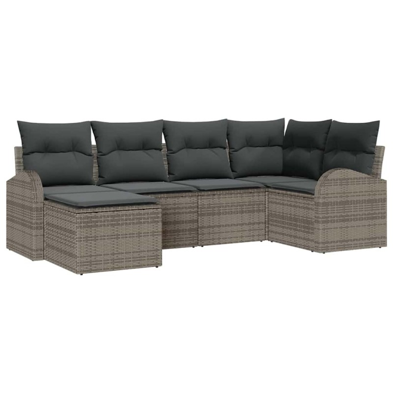 Ensemble de Canapés avec coussin 6 pcs Gris polyrotin 526894526894