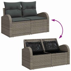 Ensemble de Canapés avec coussin 6 pcs Gris polyrotin 526894526894