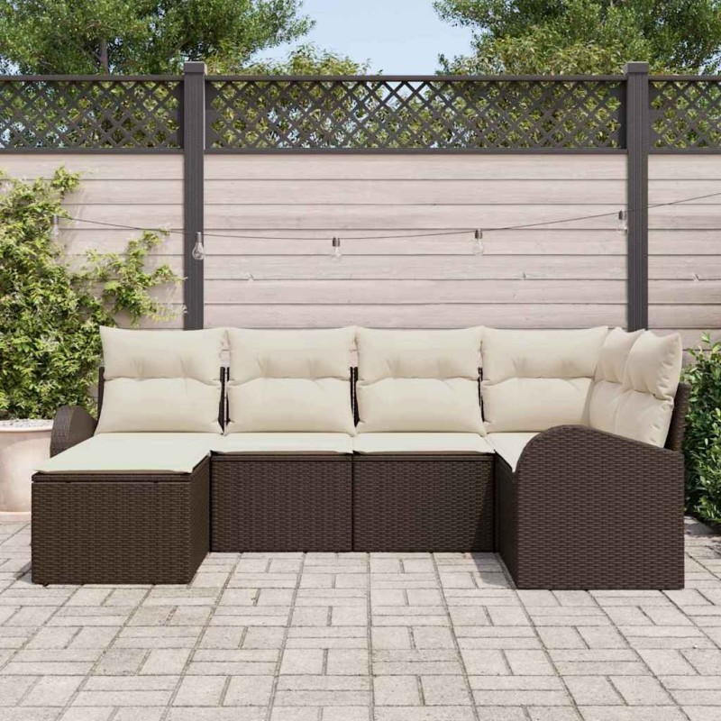 Ensemble de Canapés 6 pcs Marron et blanc polyrotin 526895526895