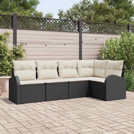 Ensemble de canapé de jardin 5 pcs Noir et Blanc polyrotin 526896526896