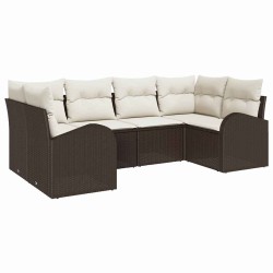 Ensemble de canapé de jardin 6 pcs Marron et blanc polyrotin 526899526899