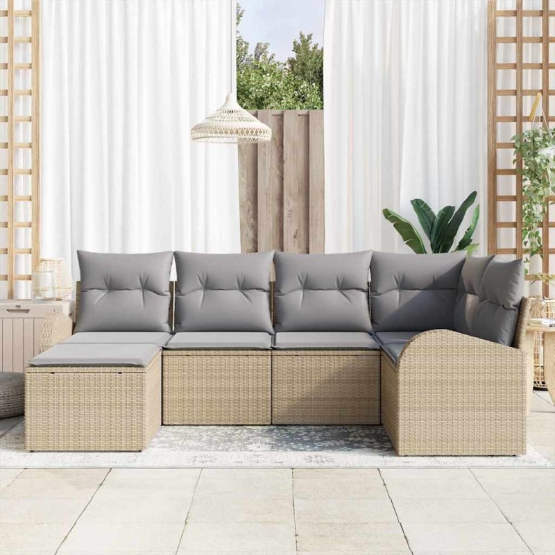 Ensemble de Canapés 6 pcs Beige et gris clair polyrotin 526901526901