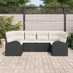 Ensemble de canapé de jardin 6 pcs Noir et Blanc polyrotin 526903526903