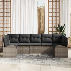 Ensemble de canapé de jardin avec coussin 7 pcs Gris polyrotin 526904526904