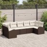 Ensemble de canapé de jardin 7 pcs Marron et blanc polyrotin 526905526905
