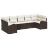 Ensemble de canapé de jardin 7 pcs Marron et blanc polyrotin 526905526905